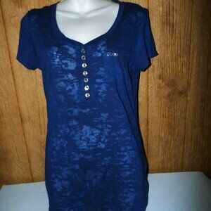 Guess Women's Blue Embellished Logo T-Shirt  size Women's XL